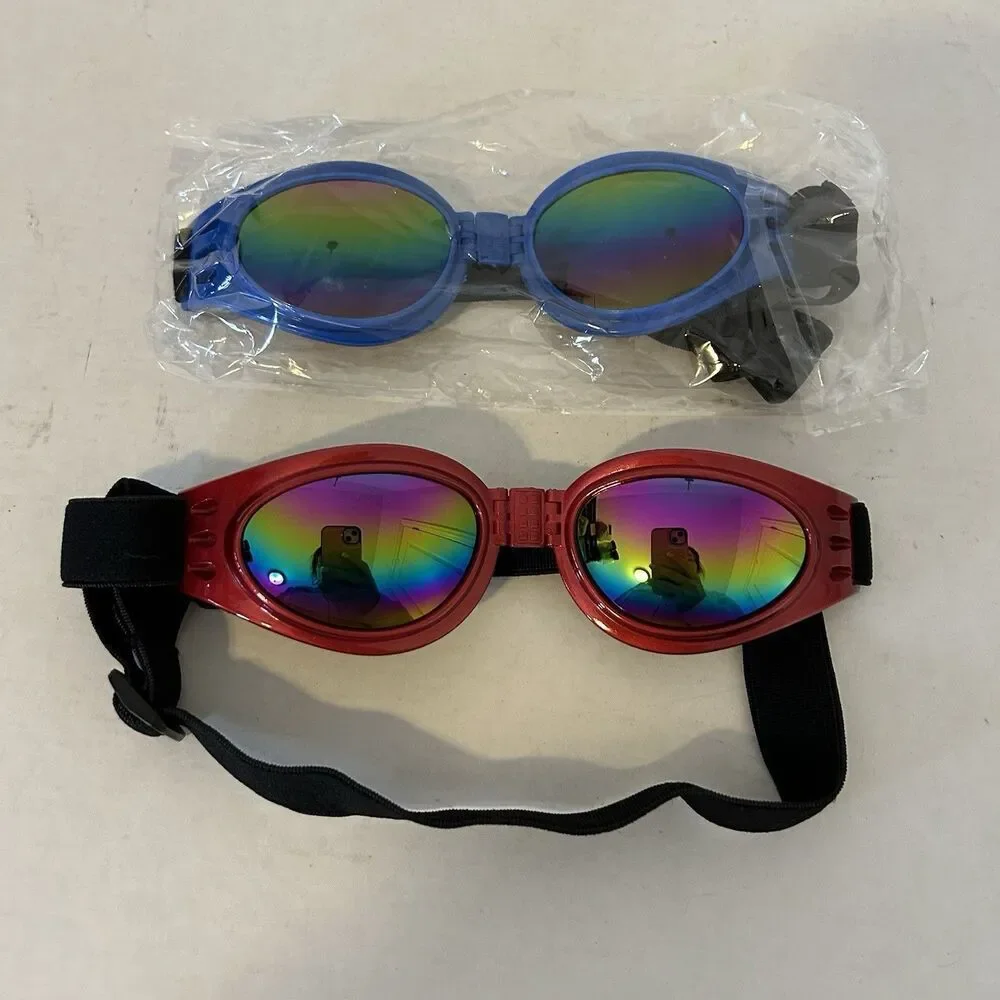 2Pcs Pet Dog Goggles Foldable Protection UV Sunglasses Windproof Medium Small